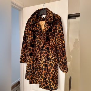 Animal Print Lined Coat with Tie Sash
